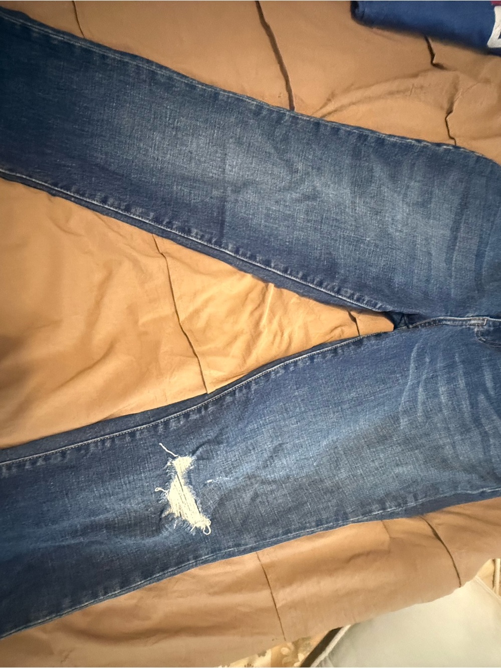 Blue Distressed Straight leg jeans
